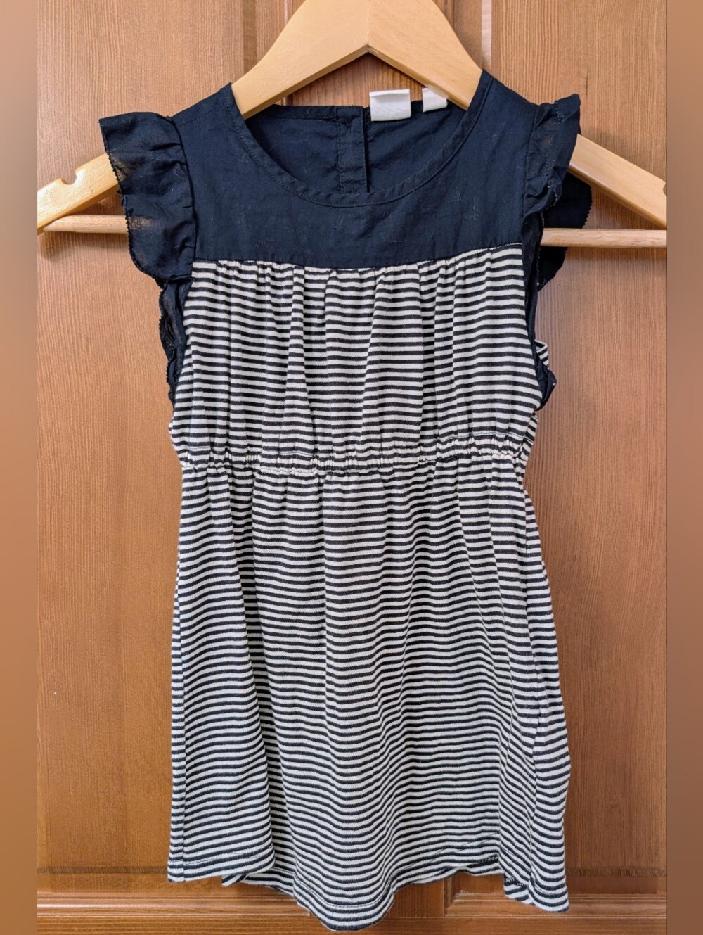 GAP Navy and White Striped Flutter Sleeve Dress
